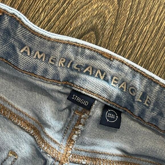 American Eagle Straight Jeans High Rise Strigid Denim Light Wash Size 000 Short - Picture 7 of 11